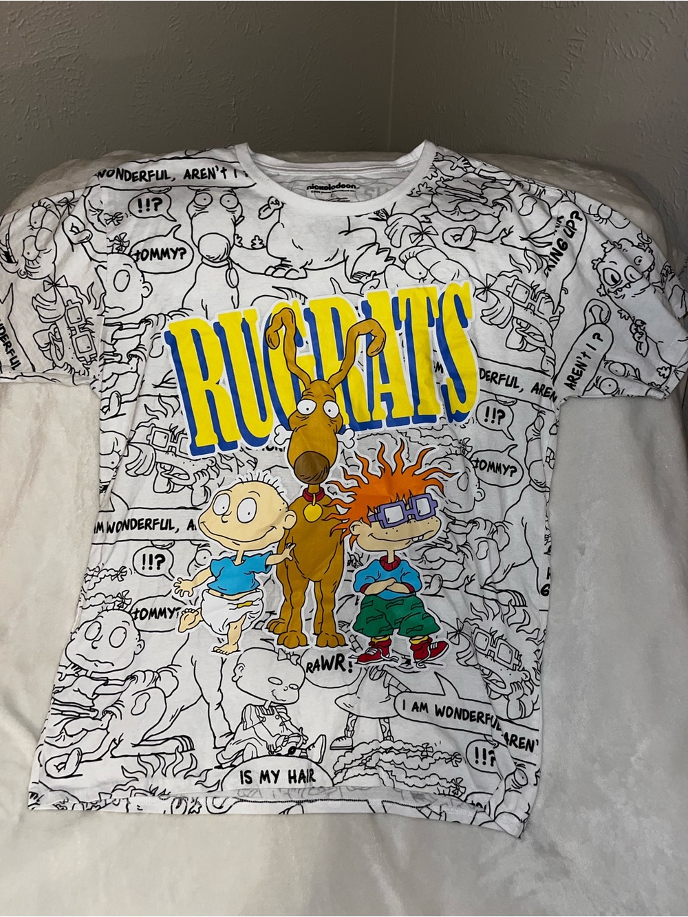 Nickelodeon Rugrats White Tee with Yellow & Blue Logo